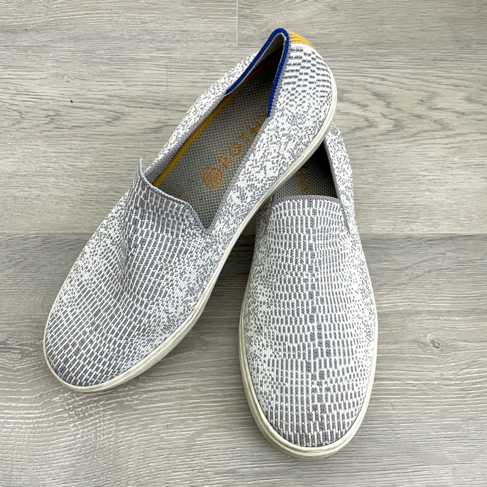 Rothy’s Opal Python slip on sneakers gray white